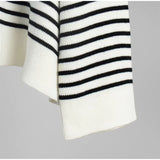 Purpdrank  Knit Striped Women Sweater Full Sleeve Deep V Neck Female Top 2025 Fashion Casual Autumn Loose Turn-down Collar Lady Pullovers