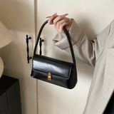 Purpdrank  Retro Women Underarm Shoulder Bag Flap Shape PU Leather Pure Color Armpit Bag 2024 New Luxury Designer Purses And Handbags