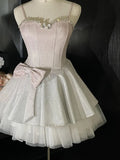 Purpdrank  French Style Vintage Puffy Women Dress Lolita Y2k Cute Bow Slim Waist Strap Evening Dress Fashion Elegant Princess Party Outfits