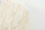 Purpdrank  Women's Long - sleeved V - neck Ruffled Blouse with Puffy Sleeves and Delicate Button - up Detail for a Charming Look