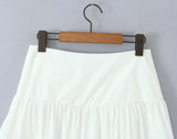 Purpdrank  New Holiday Buttons Low Waist Midi Long Skirt Women Spliced Ruched Wood ears Swing A-lined Skirts Boho Yellow White