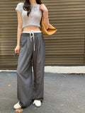 Purpdrank  Vintage Striped Women's Wide Leg Pants 2025 New High Waist Lace Up Patchwork Casual Loose Trousers for Womens
