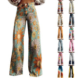 Purpdrank  Vintage Gradient Faux Denim Pants Womens Wide Leg New Fashion High Waist Casual Retro Punk Women Faux Denim Trousers Jeans