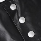 Purpdrank  Sexy Pu Leather Asymmetrical Super Mini Skirts With Shorts Y2K Slim Low-Wiasted Button Bodycon Skirts Women Summer Fashion