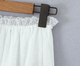 Purpdrank   Holiday White Spliced Lace Semi Sheer Long Skirt Women Bow Lacing up Elastic Waist See Through A-lined Midi Skirts Boho