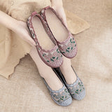 Purpdrank  Breathable Shoes Espadrilles For Women Slip-on Tennis Summer New Slip On Embroider Canvas Floral Fabric Espadrille Shoes Slip-on