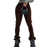 Purpdrank  Europe Autumn and Winter Stretch Waist Micro Side Pocket Tight Pants