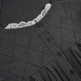 Purpdrank  Autumn Sweet U Neck Long Sleeve Lace Patchwork Slim Waist Single Breasted Knitted Pullover