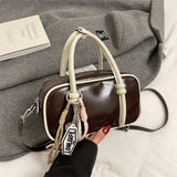 Purpdrank  Mini Square Top-handle Bags For Women Contrast Color Small Boston Shoulder Crossbody Bag 2025 New Luxury Designer Handbags