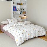 Purpdrank  Cotton four-piece set of aerobic double yarn cotton skin-friendly quilt cover small floral bed linen bed cover set