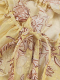 Purpdrank  Chic Yellow Floral Printed Blouses Shirts for Women Tops Casual Lace-up Flare Long Sleeves Blouse Summer Boho Beach Loose Blusas