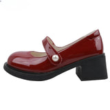 Purpdrank  Thick Heel Red Women Mary Jane Shoes Fashion Round Toe Shoes 2025 Spring Ladies Casaul College Style Pumps