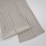 Purpdrank  Fashion Women's Striped Long Pants Metal Buckle Belt with Zipper Up Slim Fit Casual Female Trousers for Work Office Wear