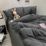 Purpdrank  Ins Light Blue Bubble Washed Cotton Bed Sheet Bedding Set Four Piece Set Four Season Duvet Set Nordic Style Three Piece Set