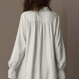 Purpdrank  Women's Boho White Lace Shirt Dress Spring Flare Long Sleeve Button Hem Mini Dress New Elegant Lapel Loose Irregular Party Dress