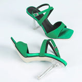 Purpdrank  Street Fashion Ankle Buckle Strap Designer High Heels Women Sexy Party Stripper Fetish Sandals Female Summer Shoes Green