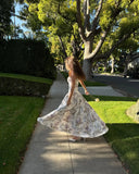 Purpdrank  Vintage Flower Print High Waist Pleated Maxi Dress Women Sexy Backless Sleeveless Long Dresses Summer Sexy Vocation Party Robe