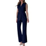 Purpdrank  Chic Two-Piece Women's Set Button-Detail Vest with Lapel Neck & Tailored Trousers Versatile Outfit for Work and Sophisticated