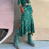 Purpdrank  Women Summer New Beach Style Simple Long Skirts Loungewear Fashion Printing Slim Vintage Patchwork Ladies Skirts Streetwear