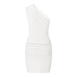 Purpdrank  Summer Dress Women Solid Color One Shoulder Slim Fit Sleeveless Bodycon Knitted Dresses y2k Club Party Dresses