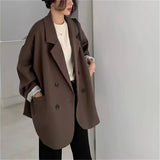 Purpdrank  Chic Black Blazer Casual Coat Streetwear Loose Jackets Solid Oversize Blazer Women Suit Korean Women's Clothing Student New