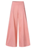 Purpdrank - Women Elegant High Waist Wide Leg Pants 2023 Spring Vintage Flare Trousers Casual Solid Zipper Pantalon Female Palazzo