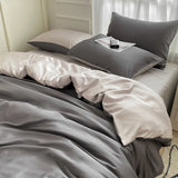 Purpdrank  Nordic Summer Washed Ice Silk Bedding Set with Sheet Duvet Cover Pillowcase Single Couple Bedsheet King Queen Double Twin Size