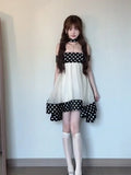 Purpdrank  Retro Polka Dot Mesh Tube Top Dress Women Summer Elegant Vacation Style Backless Slimming Short Skirt French Style High Waist...