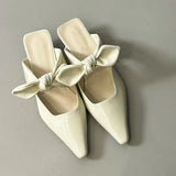 Purpdrank  Elegant Bowknot Low Heel Modern Slippers for Women Pointed Toe Backless Slide Sandals Female Elegant Dress Mueller Pumps Ladies