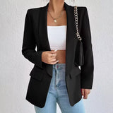 Purpdrank  Spring Blazers Women Turn-down Collar Office Lady Slim Outerwear Elegant Long Sleeve Solid Chic Jackets Women's Blazers