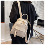 Purpdrank  Fashion Soft Backpack Large Capacity PU Leather School Bag Casual Multifunction Shoulder Bag Women Multifunction Handbag