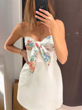 Purpdrank  Chic Bow Printed Sleeveless Mini Dress Fashion Women Zipper Backless Slim Short Dresses 2025 Summer Vacation Evening Vestidos