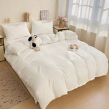 Purpdrank  4PC Luxury Washed Cotton Bedding Set - King/Queen Duvet Cover & Pillowcases (Skin-Friendly, Breathable Home Textile)