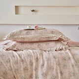 Purpdrank  Vintage French Country Rustic Style Floral Bedding Set 100% Cotton Double Layer Crinkle Yarn Duvet Cover Bed Sheet Pillowcases