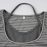 Purpdrank  Harajuku Fake Two Pieces Stripe T-shirts Y2k Aesthetic Casual Halter Cropped Tshirts Autumn Women Patchwork Grunge Bodycon Tops