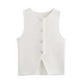 Purpdrank  Women's 2025 Fall Slim Fit Cropped Knit Vest Asymmetrical Ribbed Sleeveless White Sweater Vest for Office Casual Summer Wear