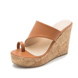 Purpdrank  Summer New Large Size Women's Shoes Fashion Wear Slippers Thick Soled Slope Heel Muffin Sandals Women Wedge Heel Flip Flops