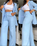 Purpdrank 2025 Woman Elegant Sets Autumn Fashion Women's Notched Collar Coat & Pocket Design Pants Set Work Commuting Two Piece Suit