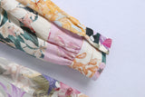 Purpdrank  Beach Wear High Waist Loose Vestidos Boho Floral Print Summer Dress for Women Vintage O-neck Long Sleeve Dresses