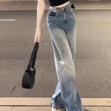 Purpdrank  Star New In Womens Jeans Wide Leg Gyaru Shiny Xxl Korean Fashion Retro Denim Pants for Women Casual Loosefit Clothes A Trousers