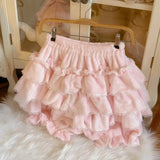 Purpdrank  Japanese Sweet JK Plush Shorts Kawaii Ruffles Lantern Shorts Yellow Black Pink White Pumpkin Pants Lolita Harajuku Y2k Bottoms