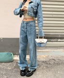 Purpdrank  Autumn Vintage Denim Women's Wide Leg Pants 2025 New High Waist Casual Loose Jeans Straight Full Length Trousers Female
