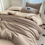 Purpdrank  Nordic Summer Washed Ice Silk Bedding Set with Sheet Duvet Cover Pillowcase Single Couple Bedsheet King Queen Double Twin Size