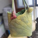 Purpdrank  Niche design shoulder bag new lotus leaf hand carry shoulder Tote bag retro style fashion versatile bucket bags