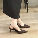 Purpdrank  High Quality Satin Buckle Strap Women Pumps Sandals Fashion Shallow Thin Heels Pointed Toe Slingback Mules Shoes