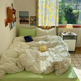Purpdrank  Hot Sale Striped Cotton Bedding Set Soft & Skin-Friendly Duvet Cover Sets Japan and Korea Style Design Bed Linen Set