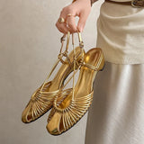 Purpdrank   Women's Vintage Gladiator Sandals Closed Toe Strappy Mid Heel Sandals Slingback Buckle Summer Beach Casual Shoes for Ladies