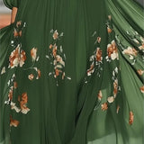 Purpdrank  Elegant Boho Long Sleeve Dress Sexy Backless Print High Waist Woman Dress Autumn Strapless Lace Up Prom Dresses