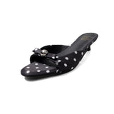 Purpdrank   New Summer Polka Dot Open Toe Woman Slippers Elegant Stripper Thin Heels Ladies Mules Slides Shoes Zapatos De Mujer