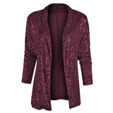 Purpdrank  Spring Sequin Long Sleeve Elegant Midi Women's Blazer Color Block Double Breasted Polyester Fiber Commute Style Fashion